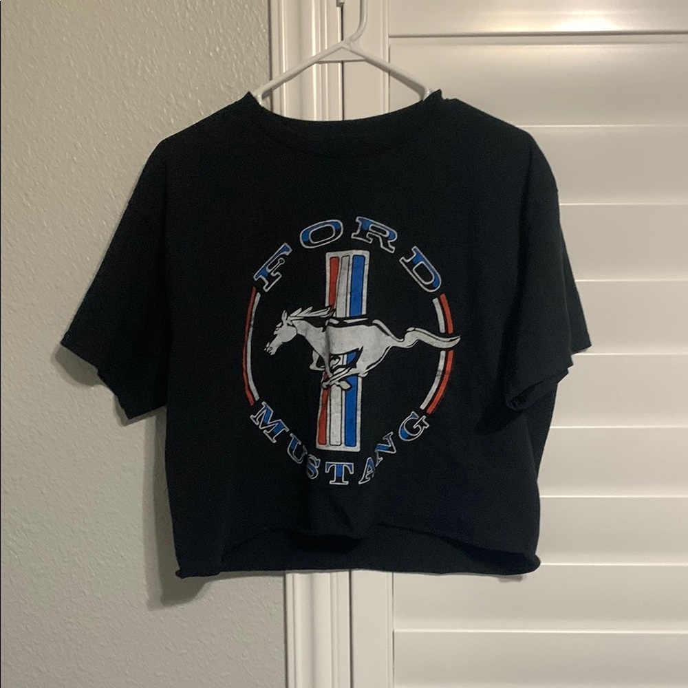 Ford Red and Blue Crop Top with Mustang Logo